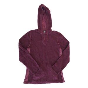 Ladies Royal Robbins Plum Wool Blend Hooded Front Pocket Sweater Size Large